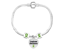 Load image into Gallery viewer, Lymphoma Heart Charm Bracelets With Barrell Accent Charms - Fundraising For A Cause