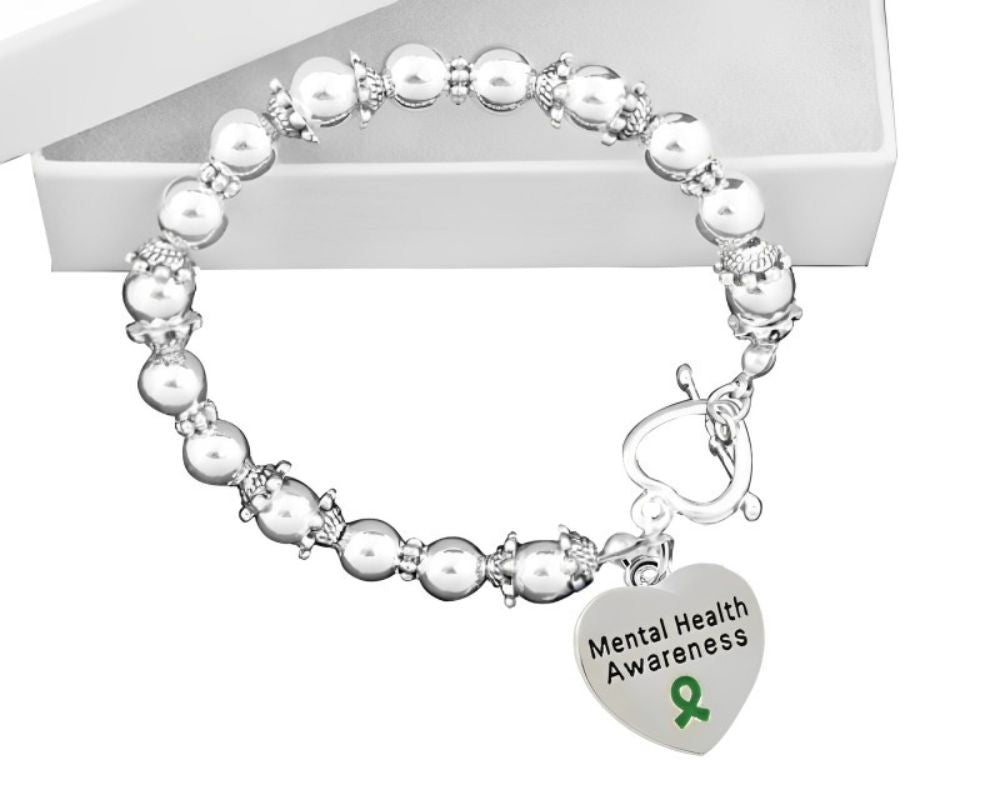 Mental Health Awareness Heart Charm Beaded Bracelets - Fundraising For A Cause