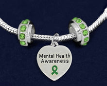 Load image into Gallery viewer, Mental Health Awareness Heart Charm Bracelets with Crystal Accent Charms - Fundraising For A Cause