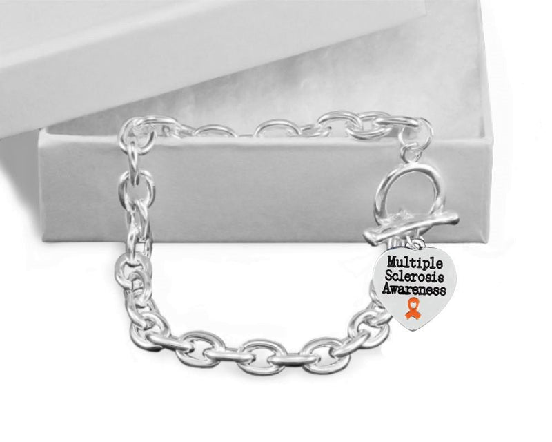 Multiple Sclerosis Awareness Heart Charm Chained Style Bracelets - Fundraising For A Cause