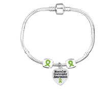 Load image into Gallery viewer, Muscular Dystrophy Awareness Heart Charm Bracelets With Barrell Accent Charms - Fundraising For A Cause