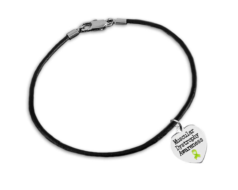Muscular Dystrophy Awareness Heart Leather Cord Bracelets - Fundraising For A Cause