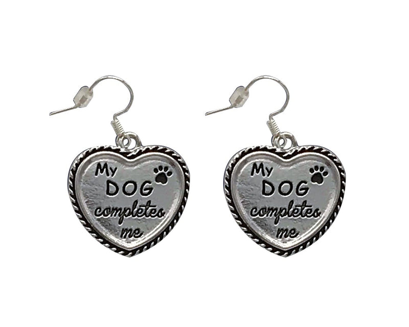 My Dog Completes Me Heart Earrings - Fundraising For A Cause