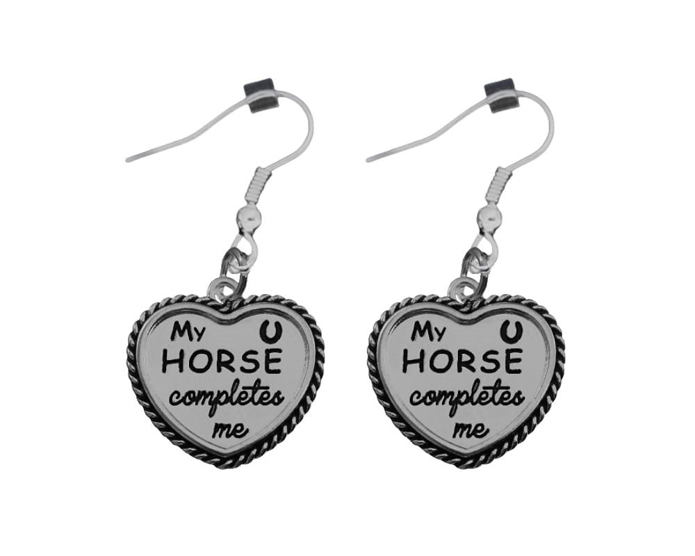 My Horse Completes Me Hanging Heart Earrings - Fundraising For A Cause