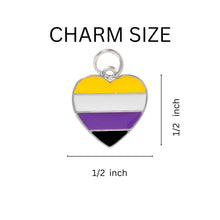 Load image into Gallery viewer, Nonbinary Flag Heart Pride Key Chains - Fundraising For A Cause