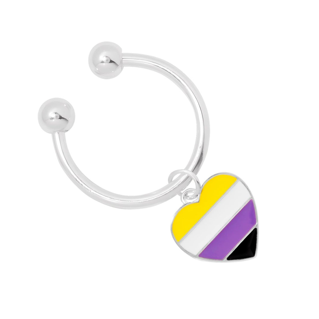 Nonbinary Flag Heart Pride Key Chains - Fundraising For A Cause