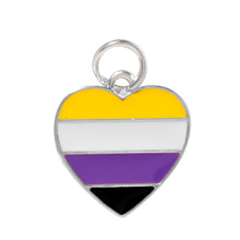 Load image into Gallery viewer, Nonbinary Flag Heart Charms - Fundraising For A Cause