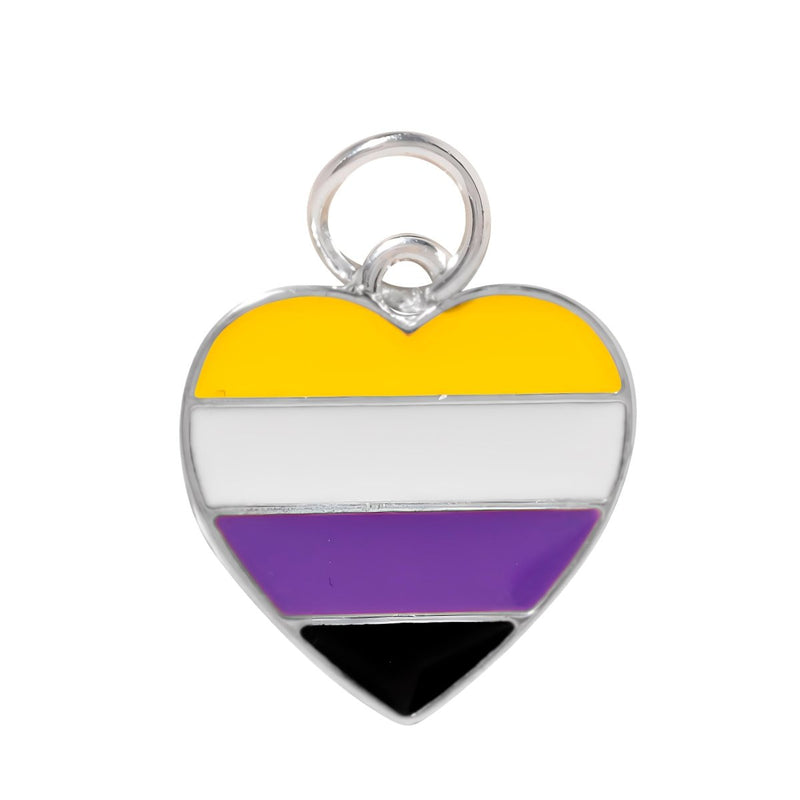 Nonbinary Flag Heart Charms - Fundraising For A Cause