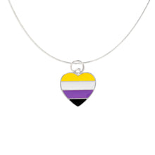 Load image into Gallery viewer, Nonbinary Flag Heart Necklaces - Fundraising For A Cause