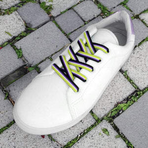 Nonbinary Flag Striped Shoelaces - Fundraising For A Cause