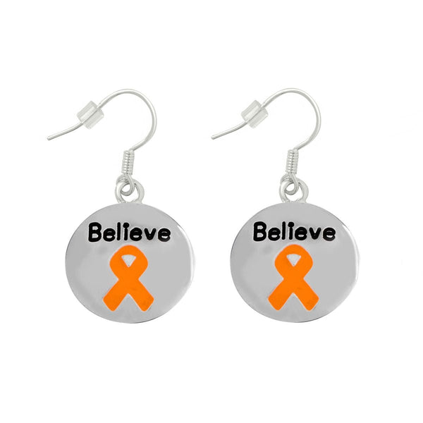 Orange Ribbon Believe Hanging Earrings - Fundraising For A Cause