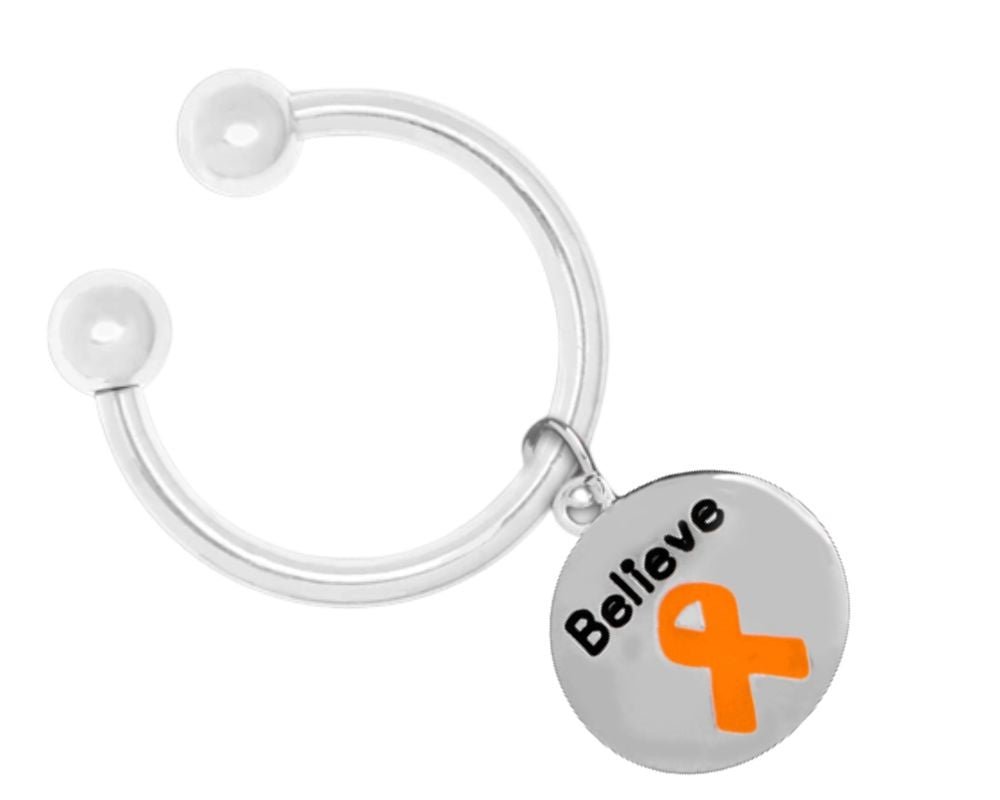 Orange Ribbon Circle Believe Charm Key Chains - Fundraising For A Cause
