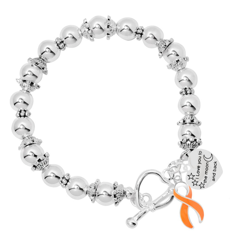 Orange Ribbon I Love You To The Moon And Back Bracelets - Fundraising For A Cause