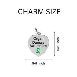 Organ Donors Awareness Heart Charm Bracelets with Crystal Accent Charms - Fundraising For A Cause