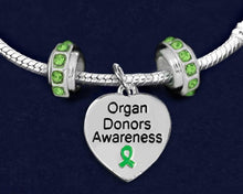 Load image into Gallery viewer, Organ Donors Awareness Heart Charm Bracelets with Crystal Accent Charms - Fundraising For A Cause