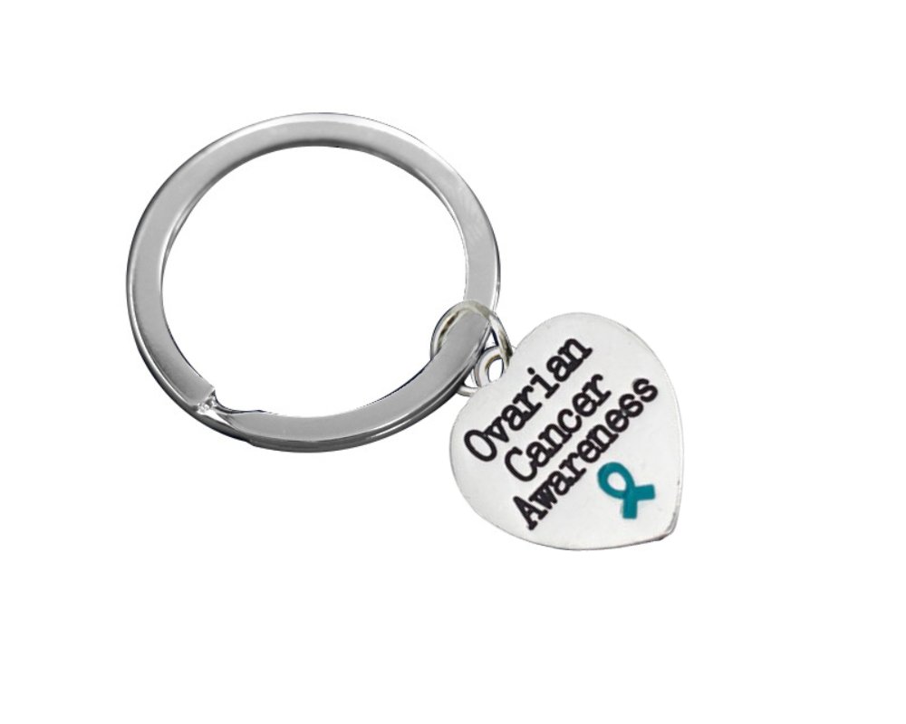 Ovarian Cancer Awareness Heart Charm Split Style Key Chains - Fundraising For A Cause