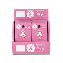 Load image into Gallery viewer, Breast Cancer Awareness Angel Pink Ribbon Pin Counter Display (12 Cards) - Fundraising For A Cause