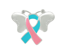 Load image into Gallery viewer, Pink &amp; Teal Ribbon Awareness Butterfly Pins - The Awareness Company