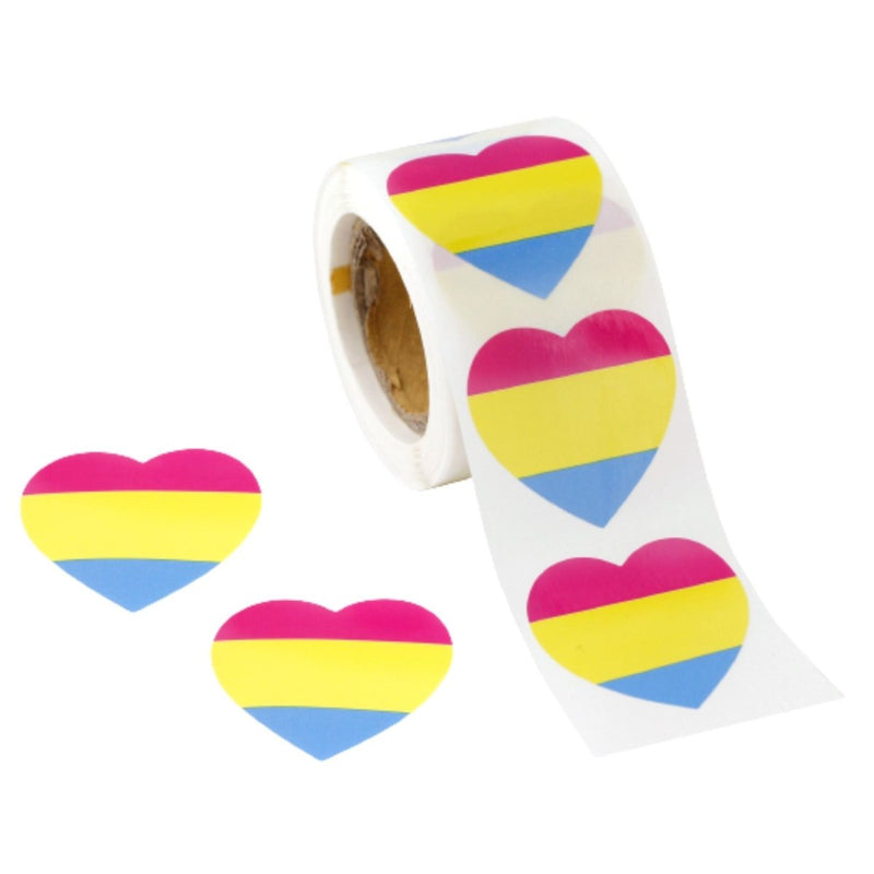 Pansexual Flag Heart Stickers (250 per Roll) - Fundraising For A Cause