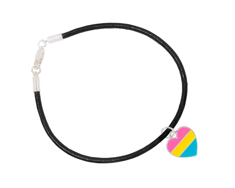 Pansexual Heart Leather Cord Bracelets - Fundraising For A Cause
