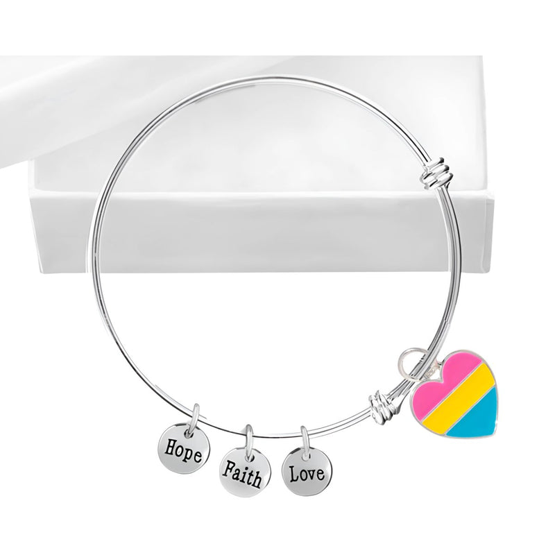 Pansexual Heart Retractable Charm Bracelets - Fundraising For A Cause