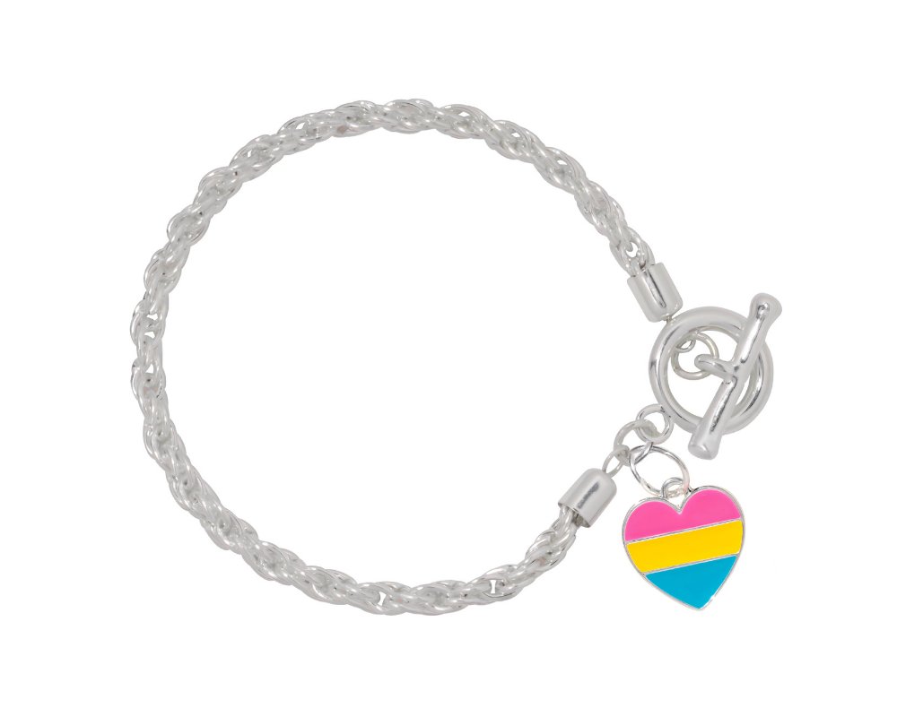 Pansexual LGBTQ Pride Heart Silver Rope Bracelets - Fundraising For A Cause