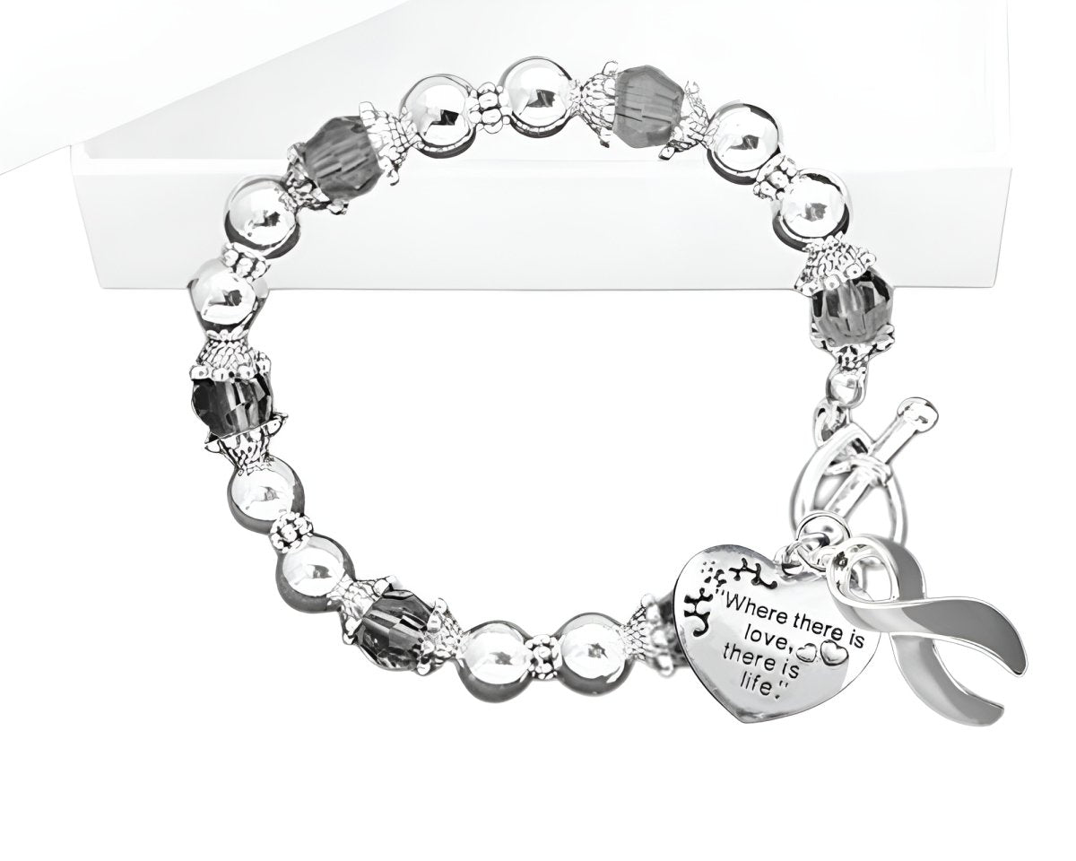 Parkinson's Disease Gray Ribbon Charm Bracelets - Fundraising For A Cause