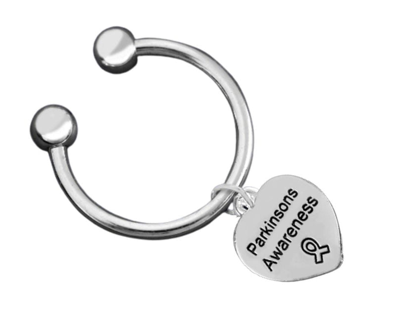Parkinson's Disease Heart Awareness Charm Horseshoe Key Chains - Fundraising For A Cause