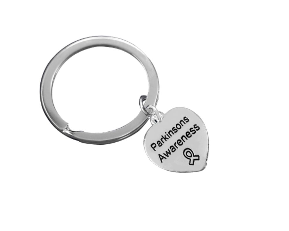 Parkinson's Disease Heart Awareness Charm Split Key Rings - Fundraising For A Cause