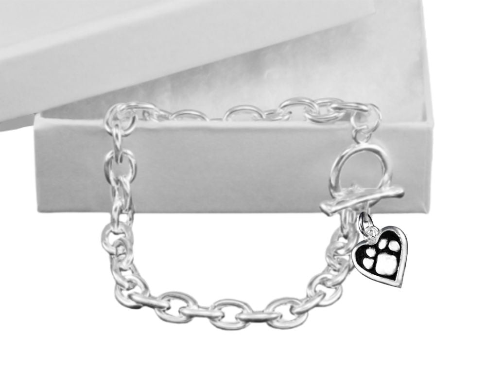 Paw Print Heart Charm Chunky Bracelets - Fundraising For A Cause