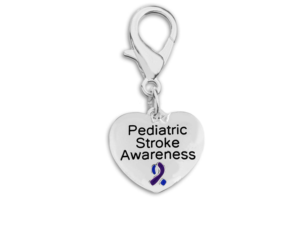 Pediatric Stroke Awareness Hanging Heart Charms - Fundraising For A Cause