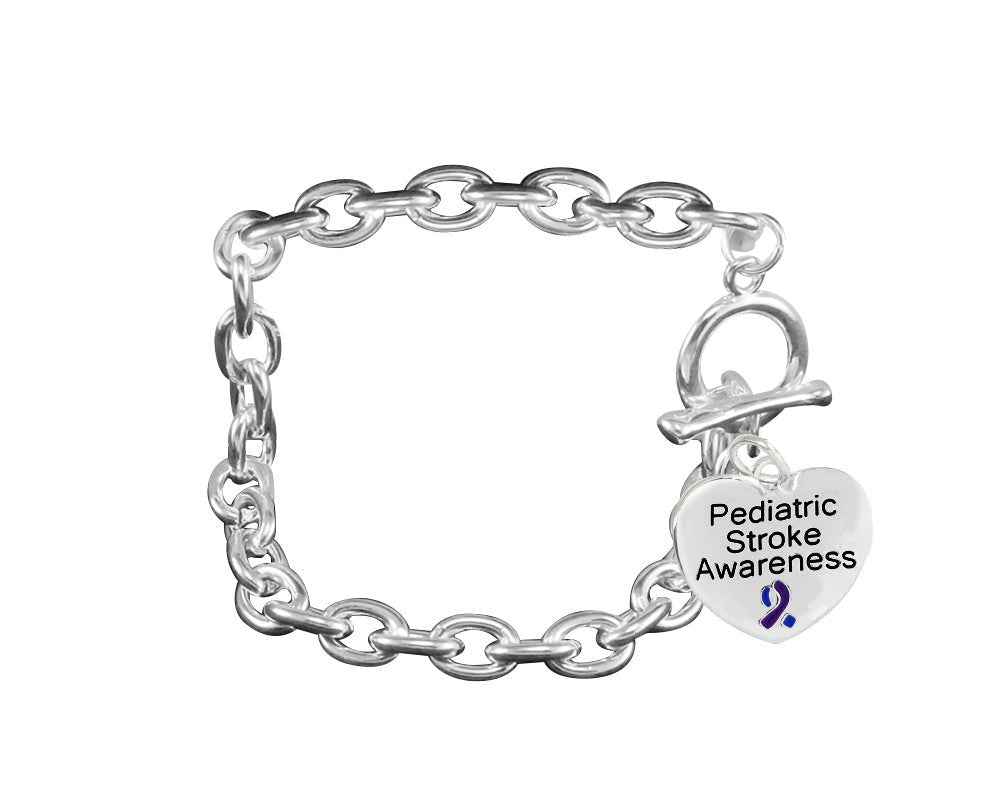 Pediatric Stroke Awareness Heart Charm Chunky Bracelets - Fundraising For A Cause