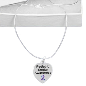 Pediatric Stroke Awareness Heart Charm Necklaces - Fundraising For A Cause