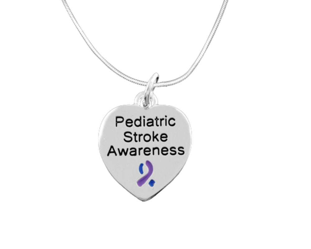 Pediatric Stroke Awareness Heart Charm Necklaces - Fundraising For A Cause