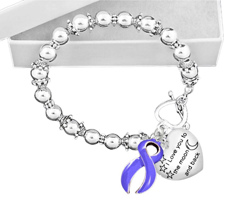 Periwinkle Ribbon Love You To The Moon Awareness Beaded Bracelets - Fundraising For A Cause