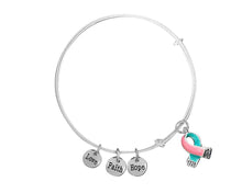 Load image into Gallery viewer, Pink and Teal Ribbon Retractable Charm Bracelet - Fundraising For A Cause