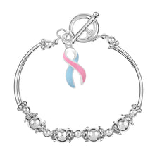 Load image into Gallery viewer, Pink &amp; Blue Ribbon Charm Partial Beaded Bracelets - Fundraising For A Cause