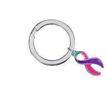 Load image into Gallery viewer, Pink, Purple &amp; Teal Ribbon Charms Split Style Keychains - Fundraising For A Cause
