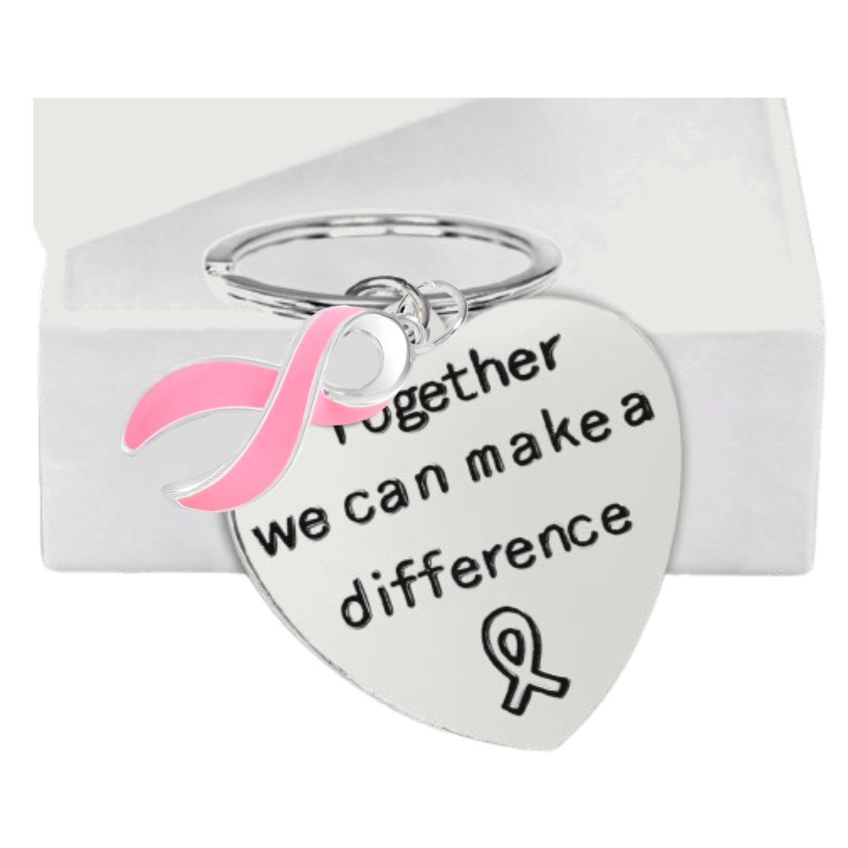 Pink Ribbon Big Heart Keychains - Fundraising For A Cause