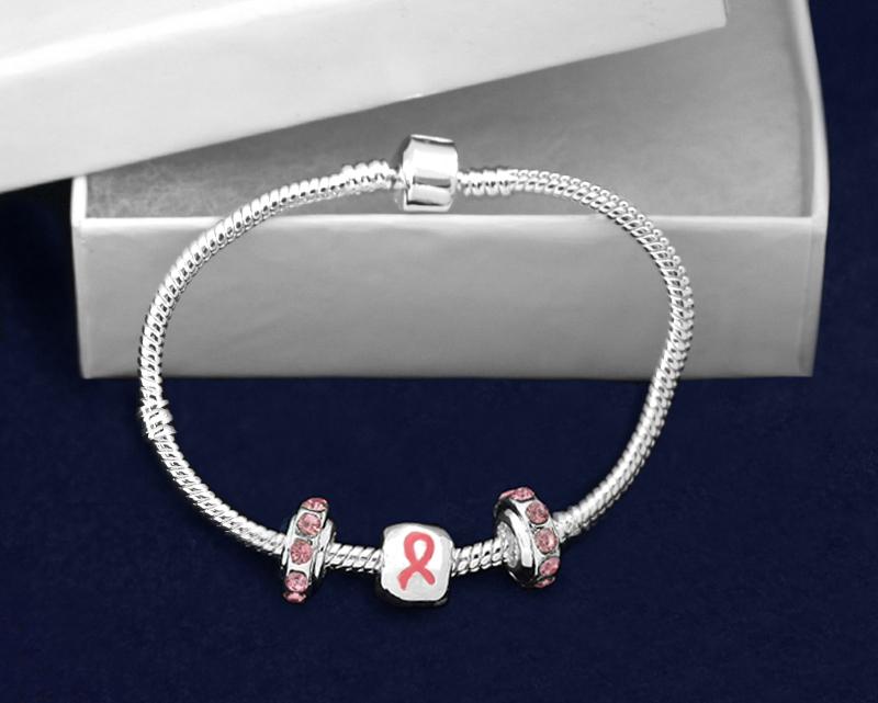 Pink Ribbon Chunky Charm Bracelet - Fundraising For A Cause