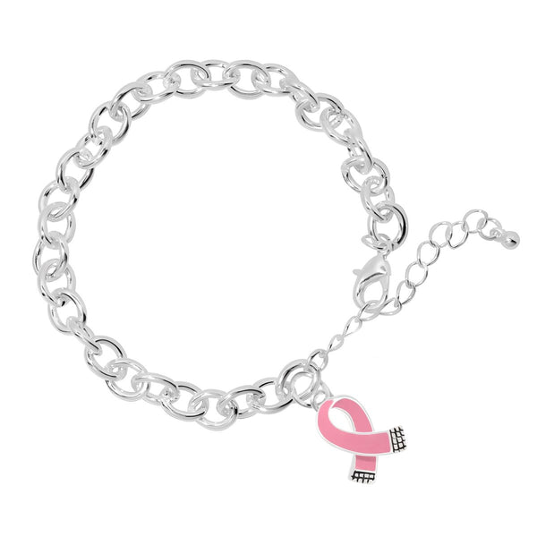 Pink Ribbon Chunky Charm Bracelet - Fundraising For A Cause