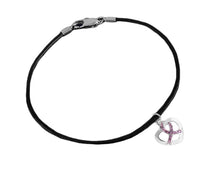 Load image into Gallery viewer, Pink Ribbon Crystal Heart Leather Cord Bracelets - Fundraising For A Cause