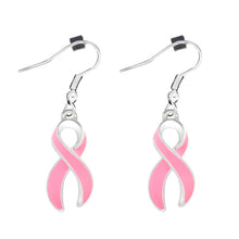 Load image into Gallery viewer, Pink Ribbon Hanging Earrings - Fundraising For A Cause