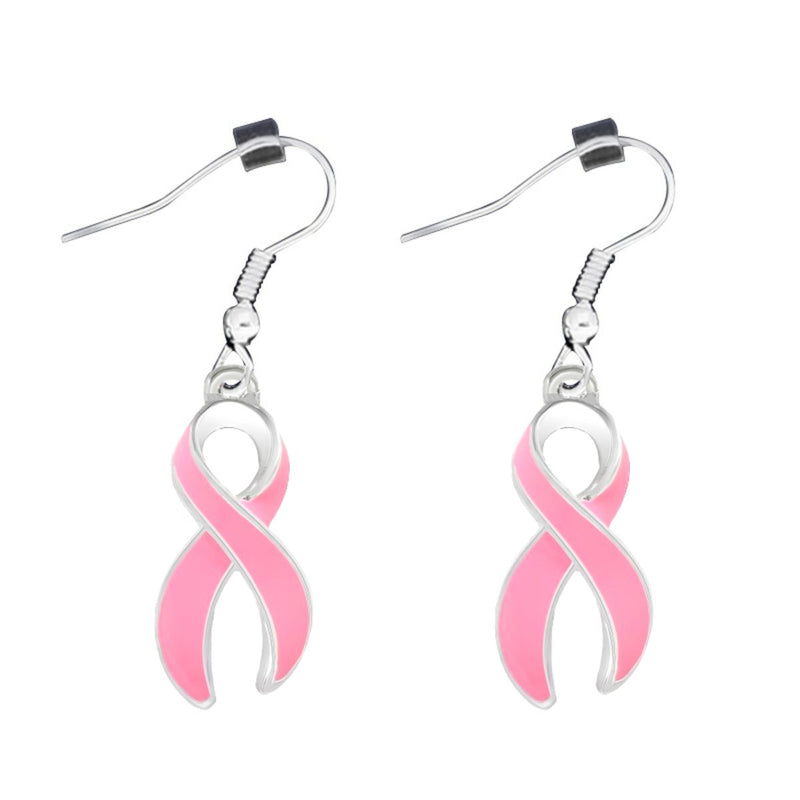 Pink Ribbon Hanging Earrings - Fundraising For A Cause