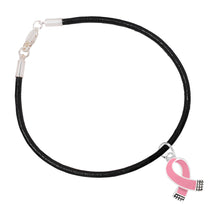 Load image into Gallery viewer, Pink Ribbon Leather Cord Bracelets - Fundraising For A Cause
