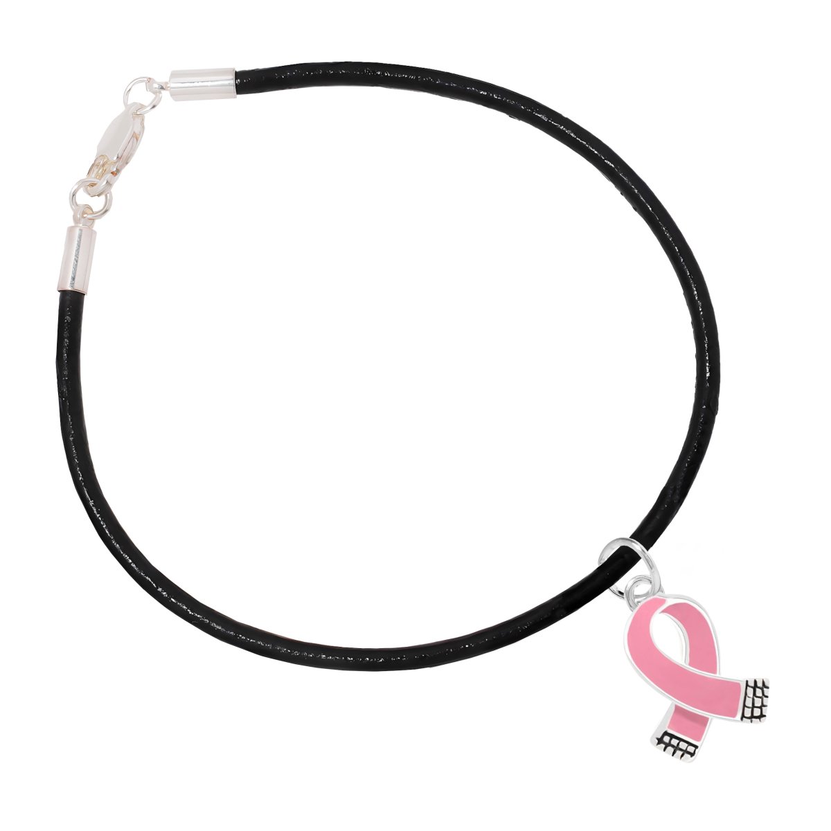 Pink Ribbon Leather Cord Bracelets - Fundraising For A Cause