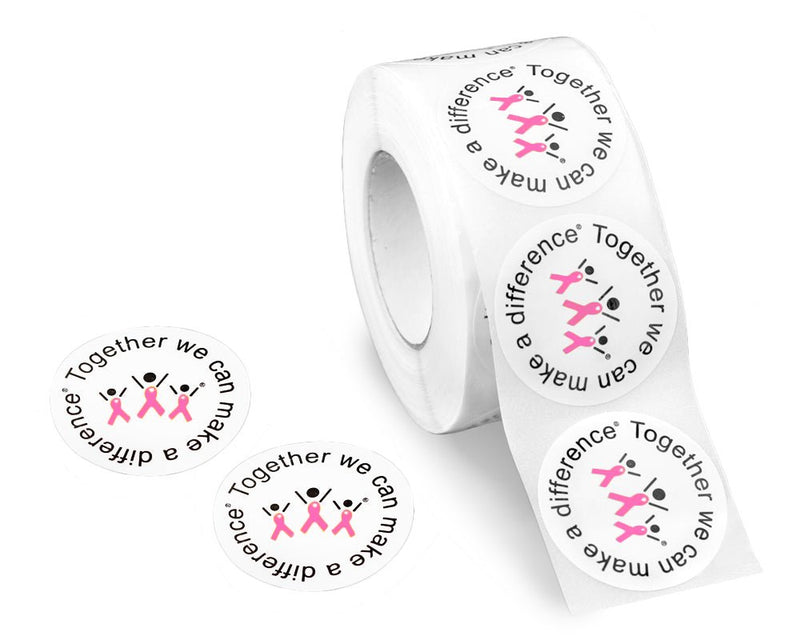 Pink Ribbon Make A Difference Stickers - Fundraising For A Cause