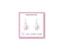 Load image into Gallery viewer, Pink Ribbon Puffed Heart Earrings on Jewelry Cards (Cards) - Fundraising For A Cause