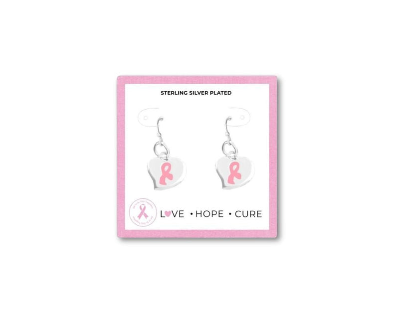 Pink Ribbon Puffed Heart Earrings on Jewelry Cards (Cards) - Fundraising For A Cause
