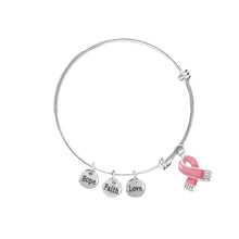 Load image into Gallery viewer, Pink Ribbon Retractable Charm Bracelets - Fundraising For A Cause